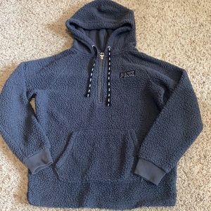 LIKE NEW PINK Sherpa half-zip oversized charcoal gray hoodie size XS